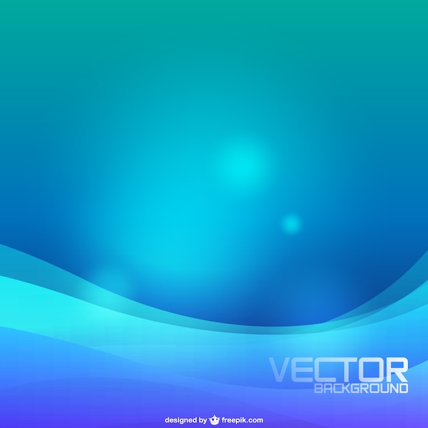 Free vector blue waves background with bokeh effect