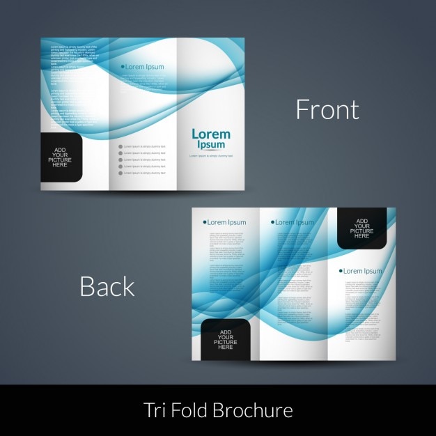 Free vector blue waves tri fold brochure