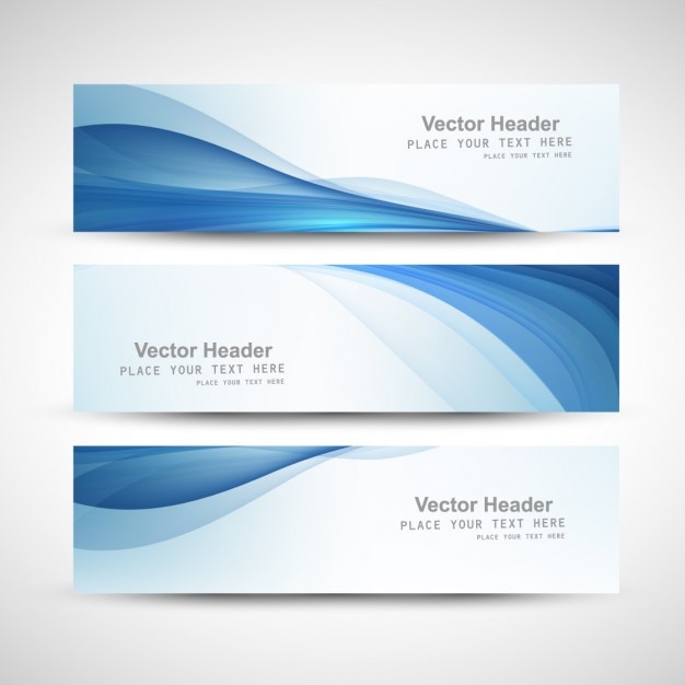 Blue wavy abstract banners set