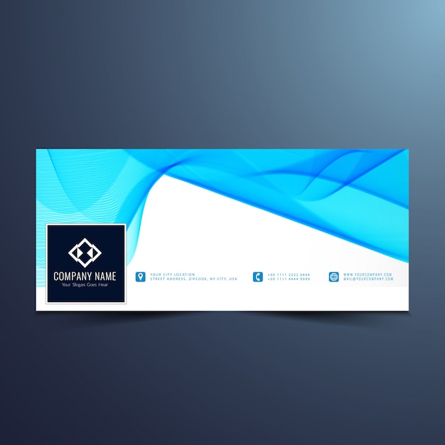 Free vector blue wavy banner design for facebook timeline