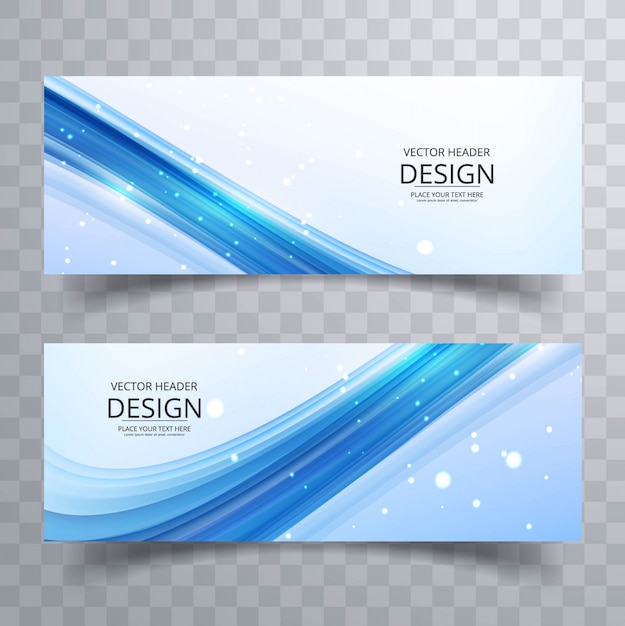 Free vector blue wavy banners with sparkles