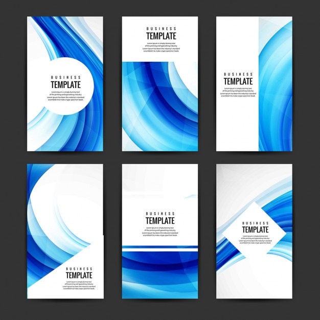 Free vector blue wavy brochure collection