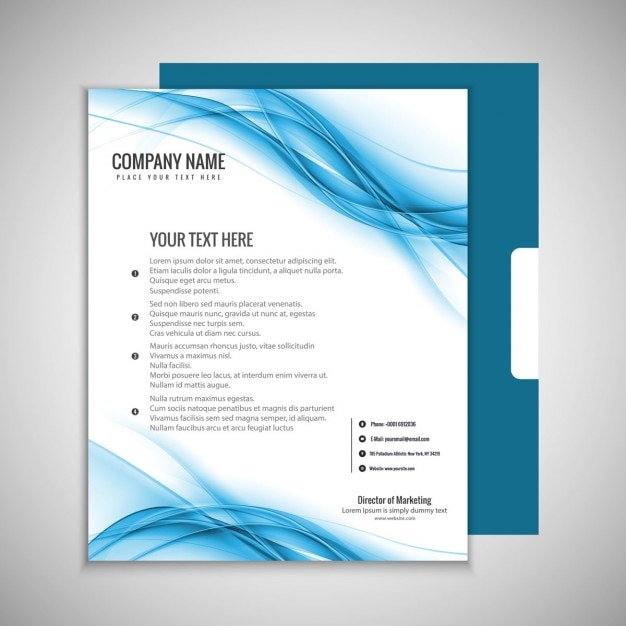 Free vector blue wavy brochure