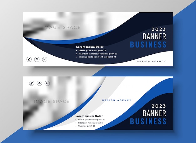 Free vector blue wavy business banner template