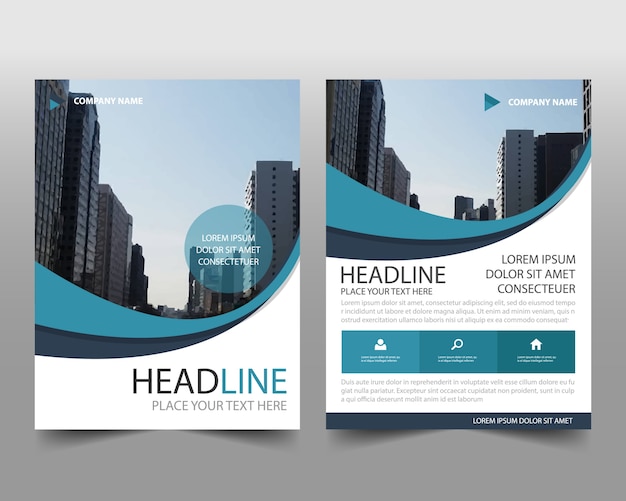 Free vector blue wavy business book cover template