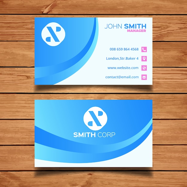 Blue wavy business card template