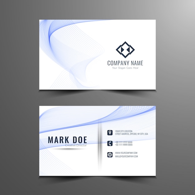 Blue wavy business card template