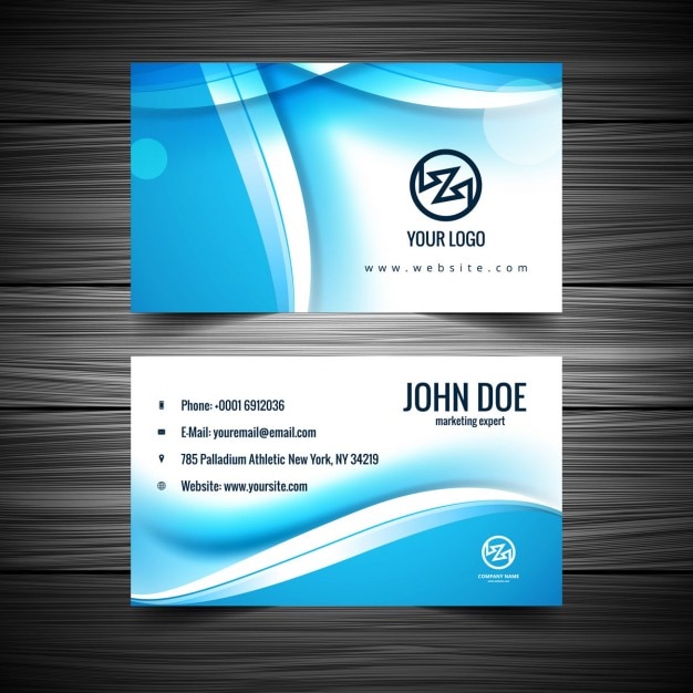 Free vector blue wavy business card