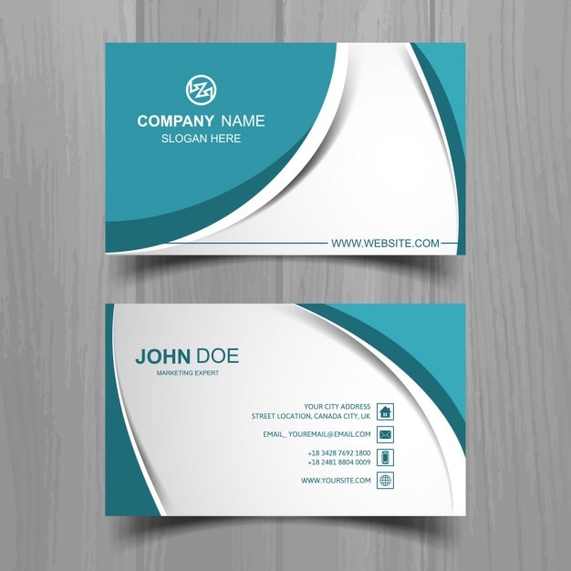 Free vector blue wavy business card