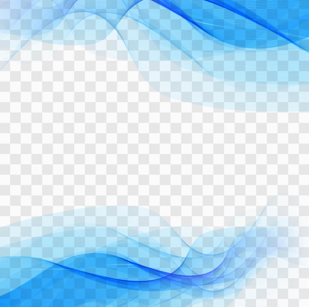 透明な背景の青い波状の形