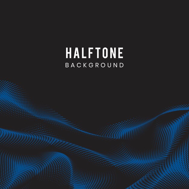 Blue wavy halftone black background vector