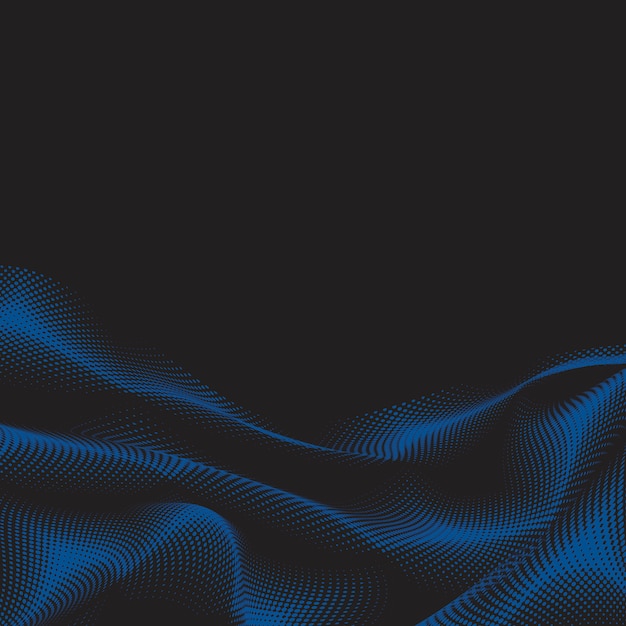 Бесплатное векторное изображение Синий волнистый полутоновый черный фон вектор