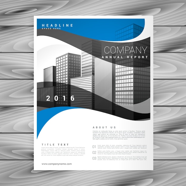 Disegno ondulato ondulato blu business progettazione brochure in formato a4