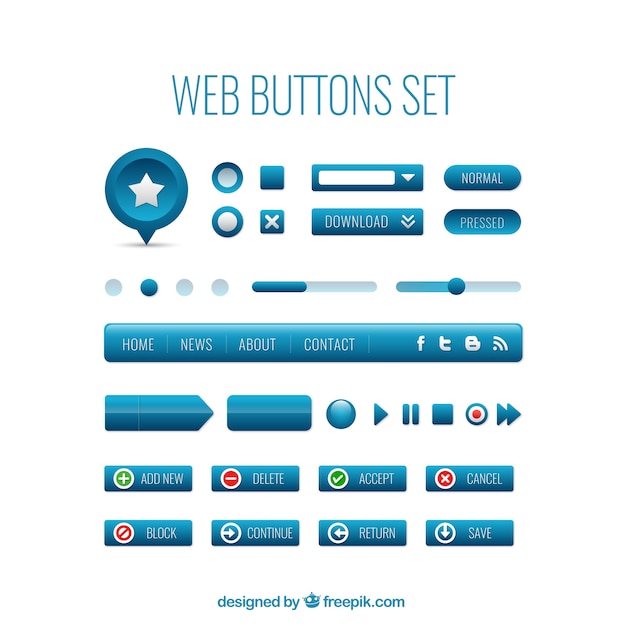 Free vector blue web buttons set