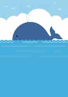 Vettore gratuito una balenottera azzurra sta nuotando nell'oceano.