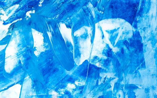 Blue and white abstract acrylic brush stroke textured background 