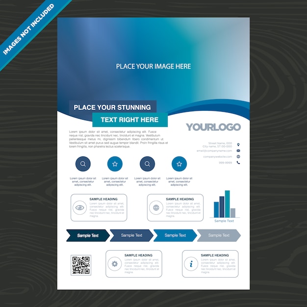 Free vector blue and white business brochure