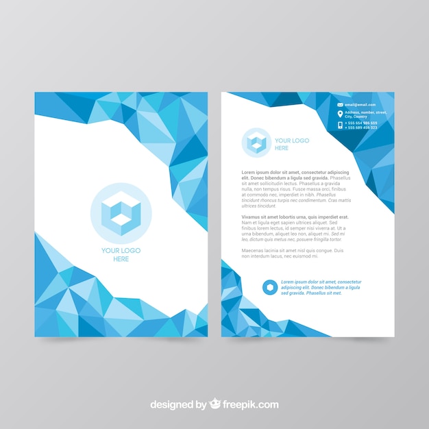 Free vector blue and white business brochure