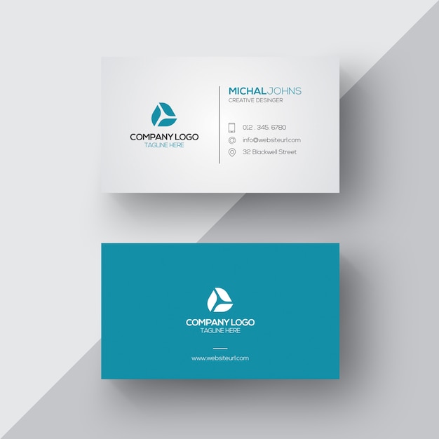 Free vector blue and white business card