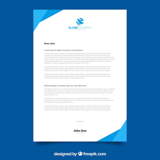 Blue and white business document