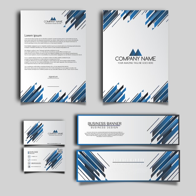 Free vector blue and white business stationery