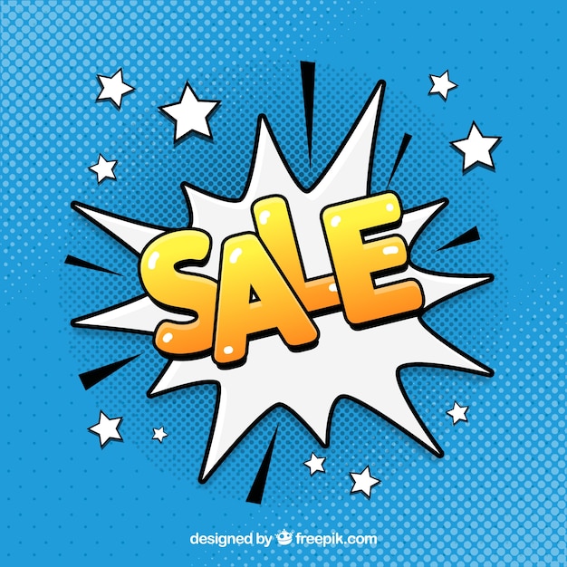 Free vector blue and white comic style sale design