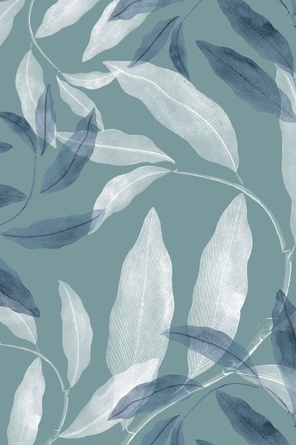 Blue and white leafy background vector