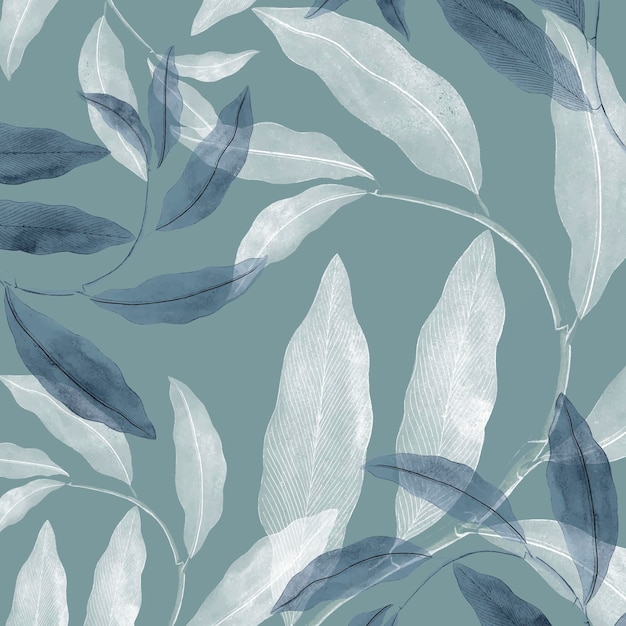 Free vector blue and white leafy background