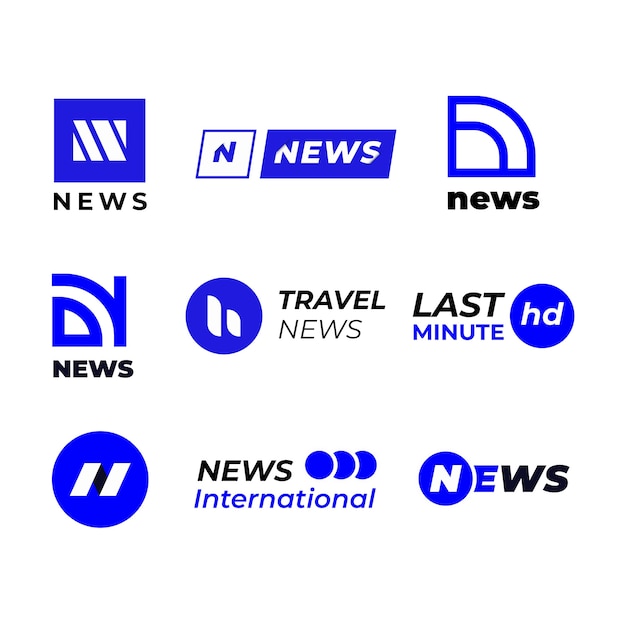 Free vector blue and white news business company logo