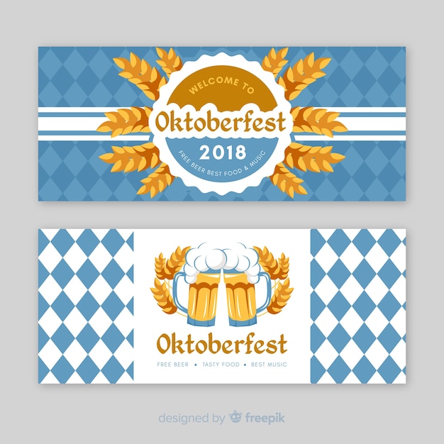 Free vector blue and white oktoberfest banners