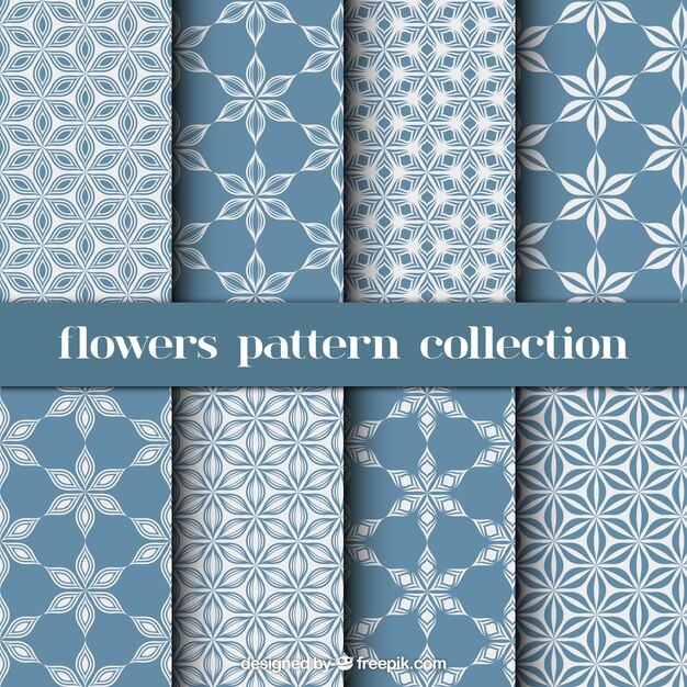 Blue and white patterns with flowers