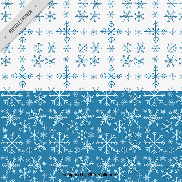 Синие и белые узоры со снежинками