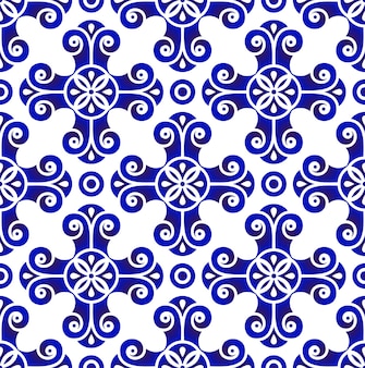 Blue and white seamless pattern