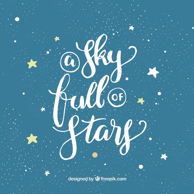 Blue and white star design with lettering