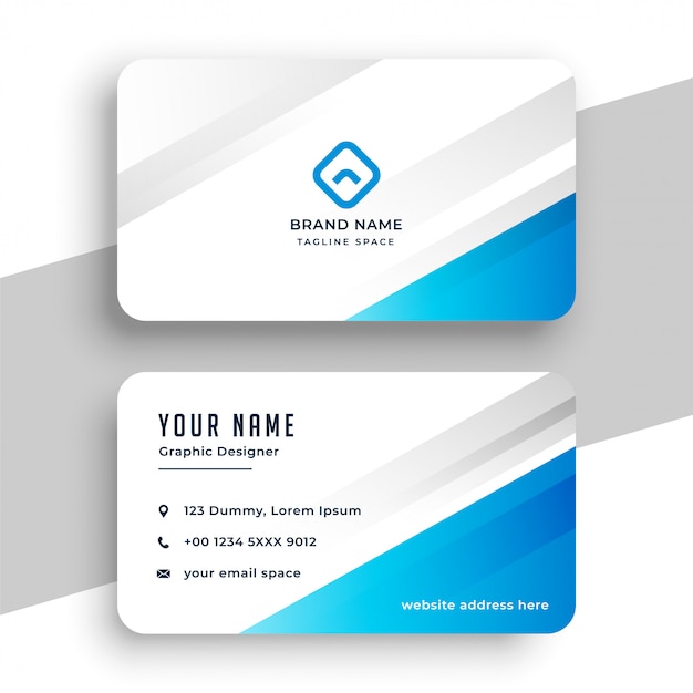 Синий и белый стильный шаблон визитной карточки