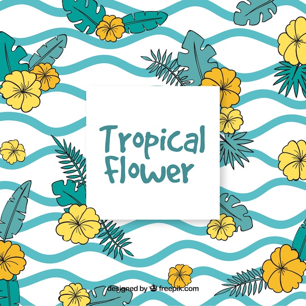 Blue and white tropical flower background