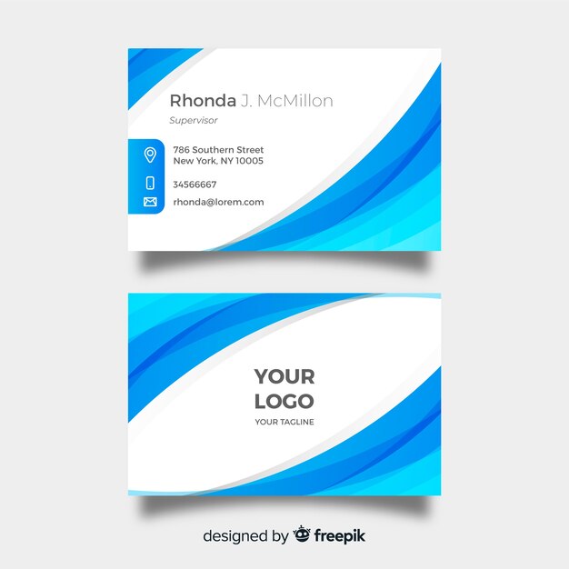 Blue and white visiting card template