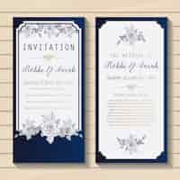 Free vector blue and white wedding invitation