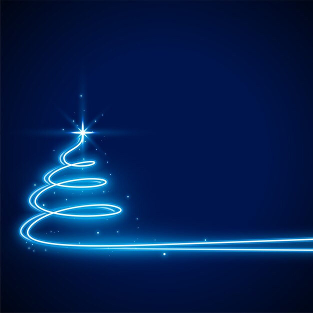 Blue  with neon christmas tree 