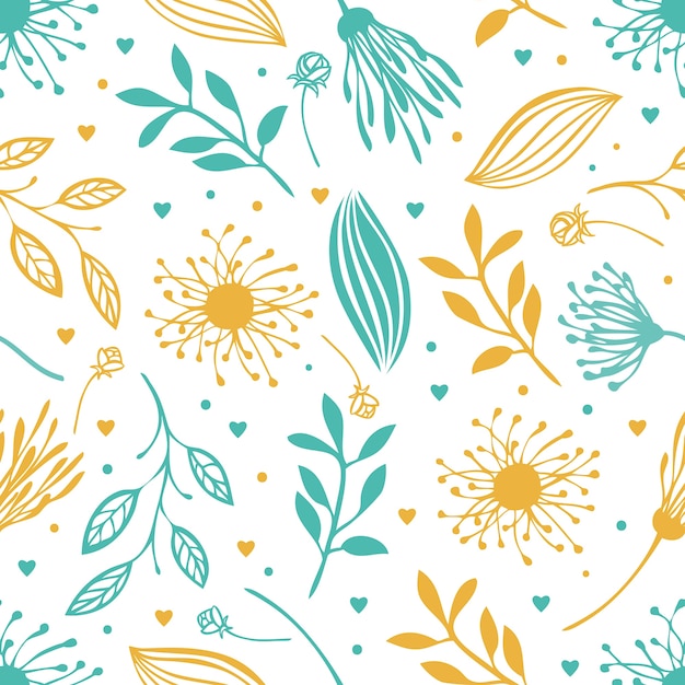 Blue and yellow abstract floral background