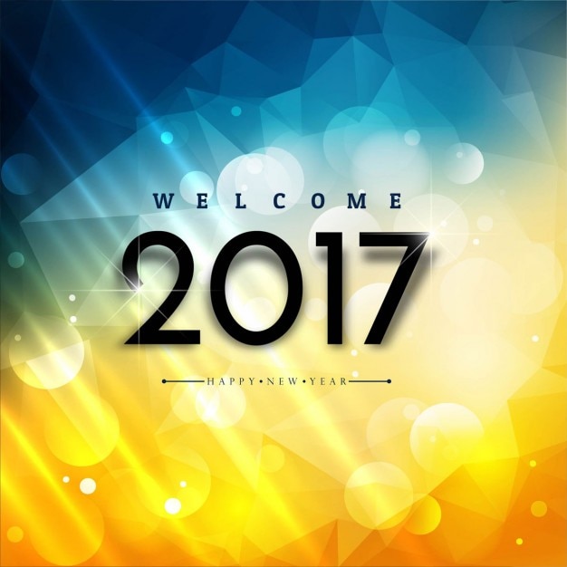 Free vector blue and yellow background with bubbles for new year