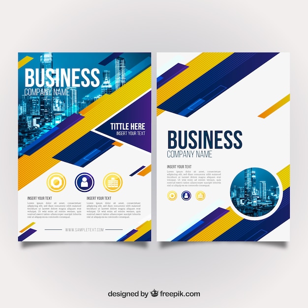 Blue and yellow business brochure