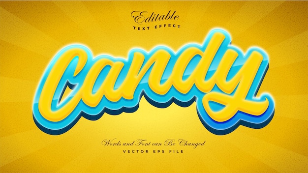 Free vector blue and yellow candy 3d bold text effect