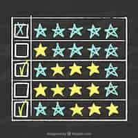 Free vector blue and yellow chalk star rating concept