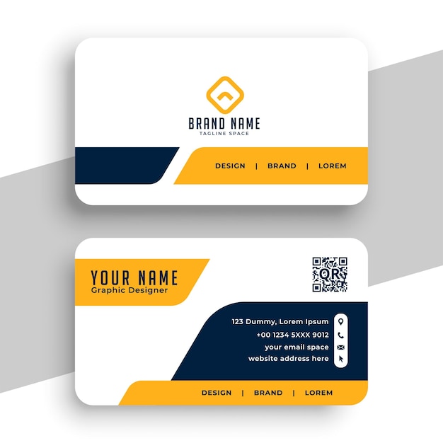 Free vector blue and yellow elegant visiting card template