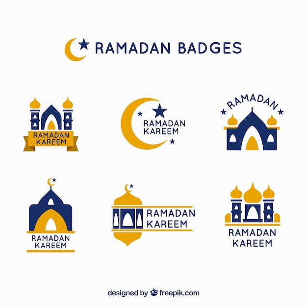 Blue and yellow ramadan label collection