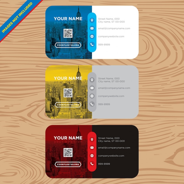 Blue, yellow and red business card