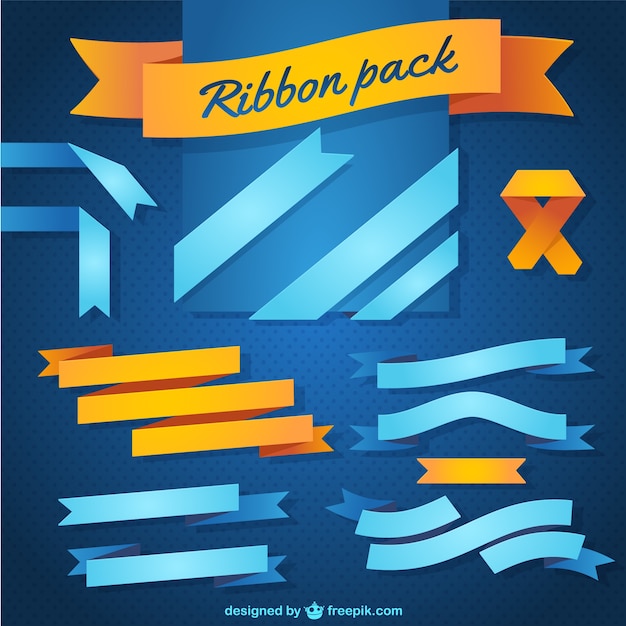 Free vector blue and yellow ribbon pack