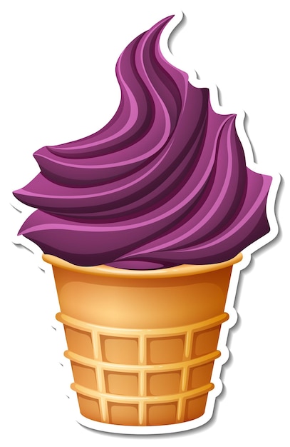 Blueberry ice-creame in the waffle cone sticker