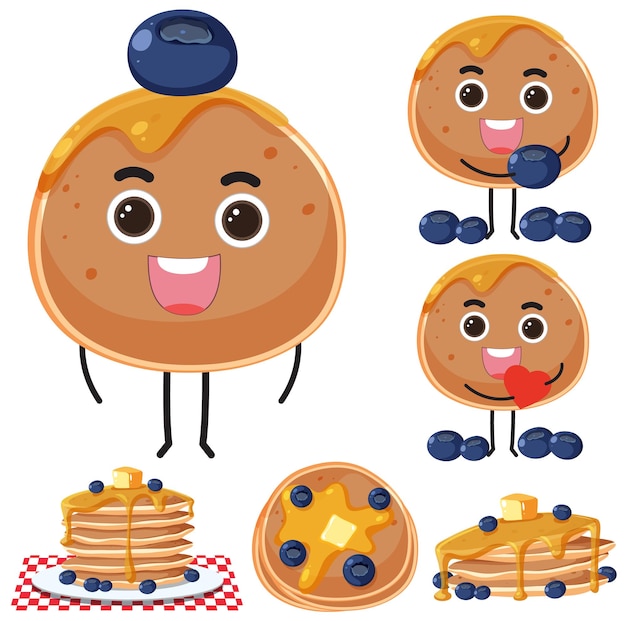 Free vector blueberry pancake elements set